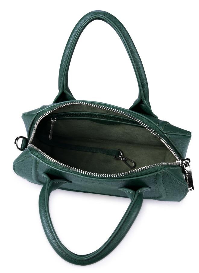 Gemma Crossbody Bag in Green in Silver Hardware Made from 2.5 Bamboo Stems