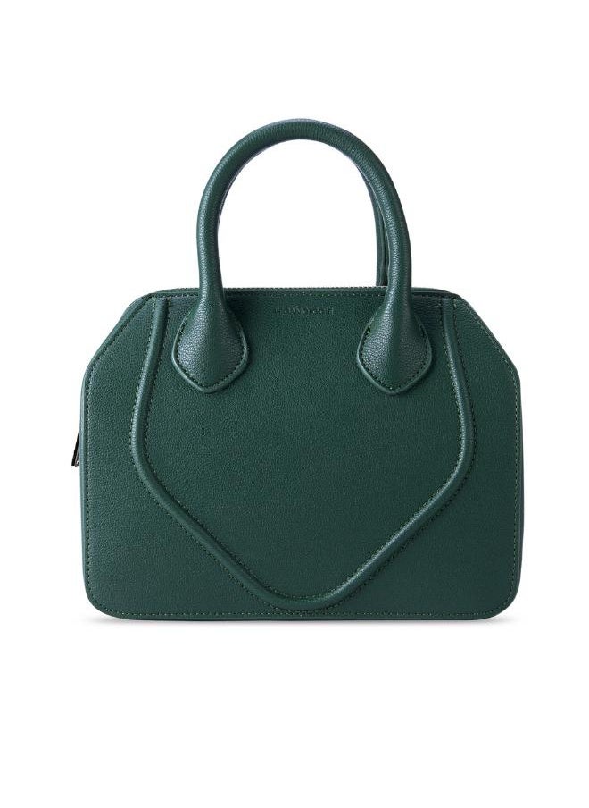 Gemma Crossbody Bag in Green in Silver Hardware Made from 2.5 Bamboo Stems