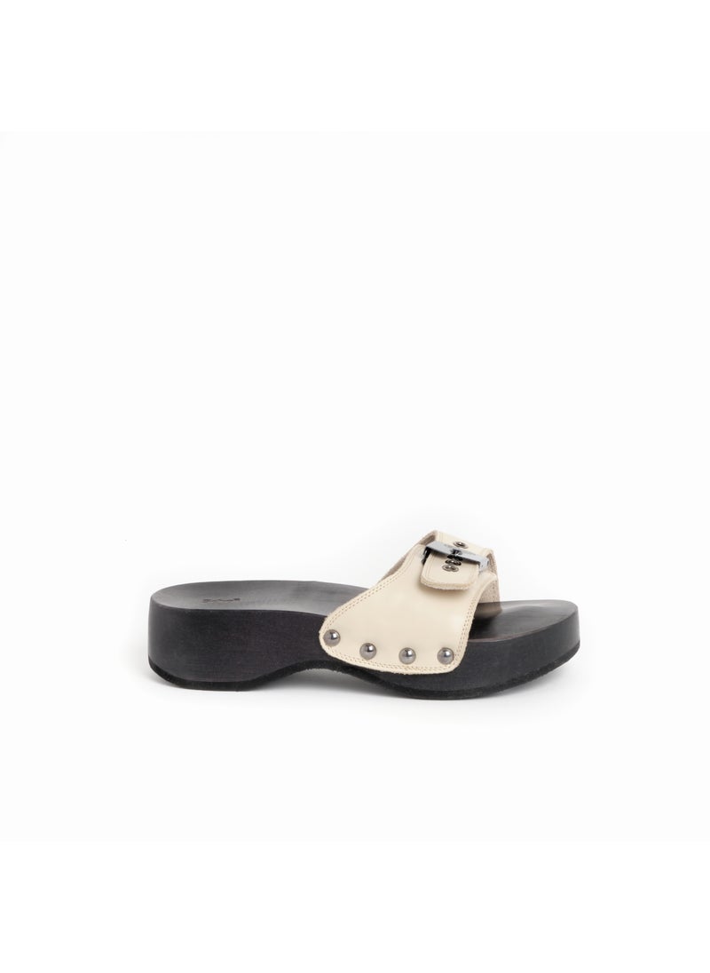 MULES OFFWHITE/BLACK PESCURA HEEL SR