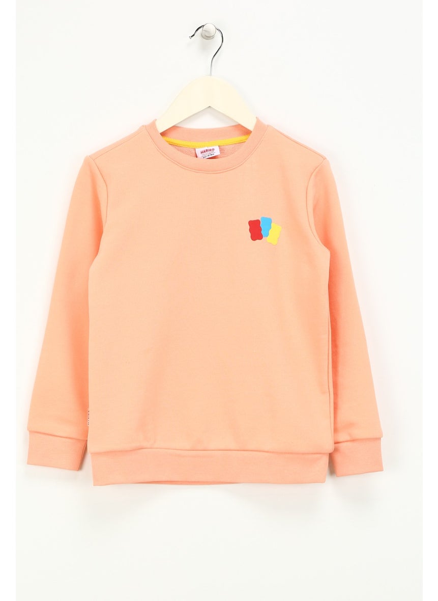 Embossed Girl Salmon Sweatshirt HRBTXT300 Kids Sweatshirt