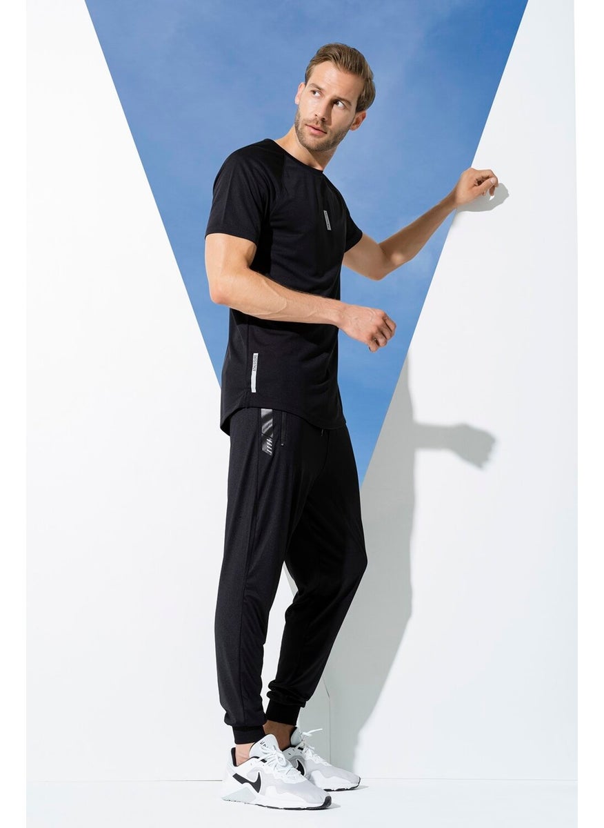 2-Piece Reflective Print T-shirt Black Jogger Suit S27152