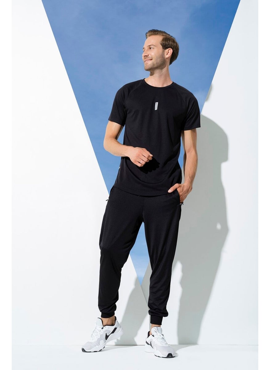 2-Piece Reflective Print T-shirt Black Jogger Suit S27152