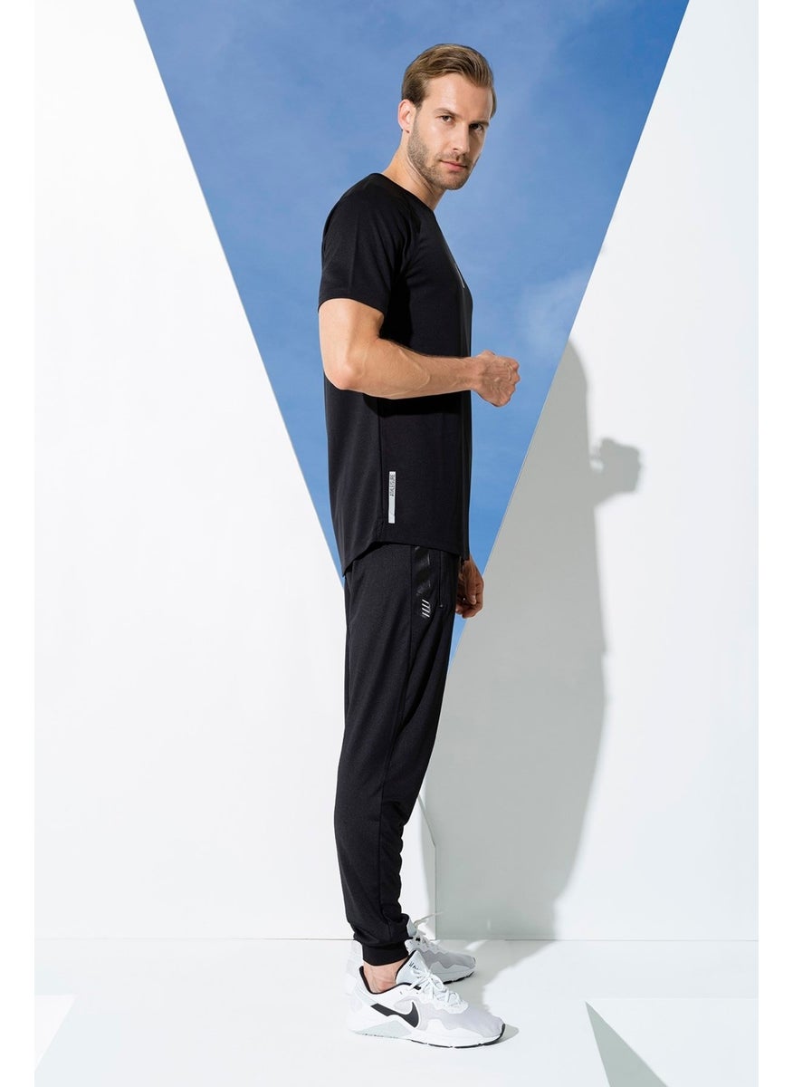 2-Piece Reflective Print T-shirt Black Jogger Suit S27152