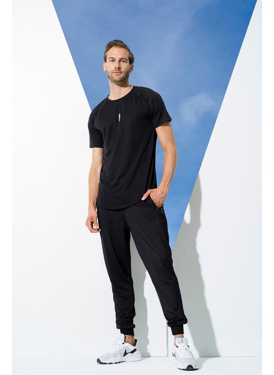 2-Piece Reflective Print T-shirt Black Jogger Suit S27152