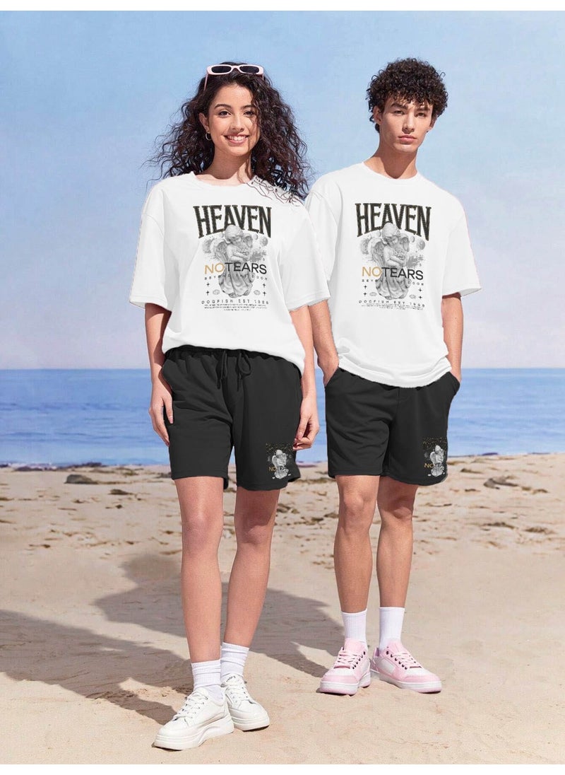 Lover Couple Combination T-Shirt-Shorts Brooklyn Printed Oversize White