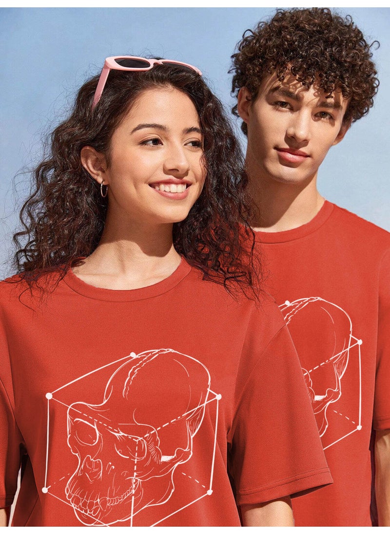 Lover Couple Combination T-Shirt-Shorts Cool Printed Oversize Red