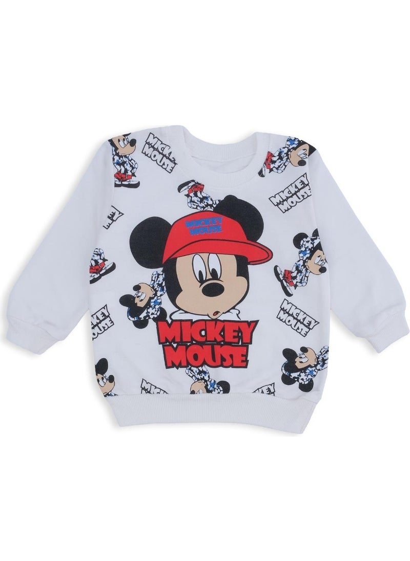 Baby Boy Mickey Mouse Printed Hat Bottom Top 2 Piece Set