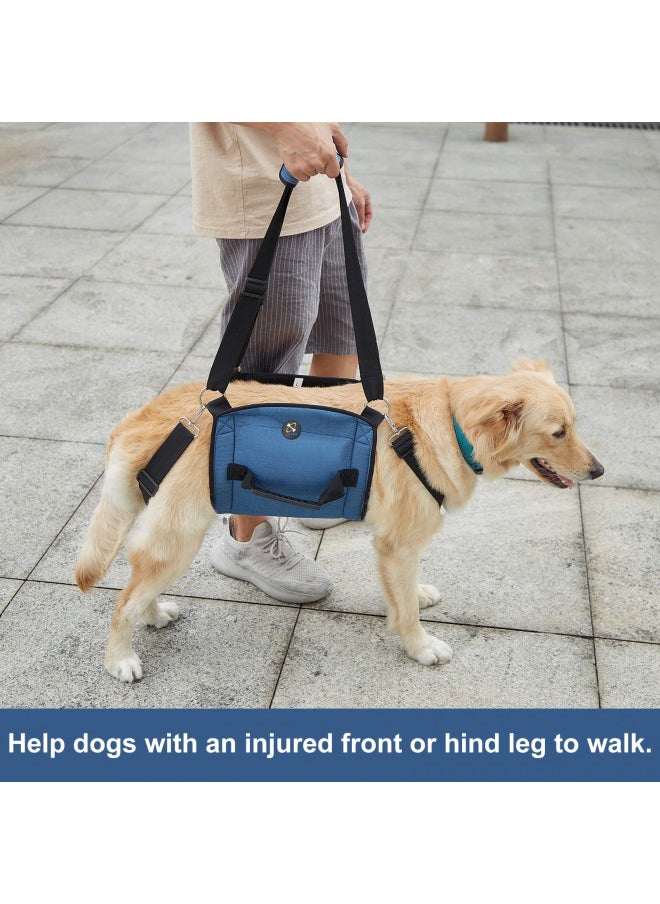 Dog Carry Sling, Emergency Backpack Pet Legs Support & Rehabilitation Dog Lift Harness for Nail Trimming, Dog Carrier for Senior Dogs Joint Injuries, Arthritis, Up and Down Stairs (XL, Blue)