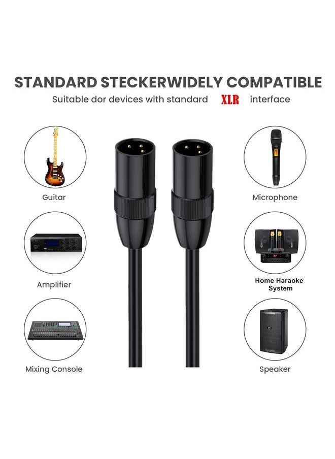 JUNSUNMAY XLR Male to Male Mic Cord 3 Pin Audio Cable Balanced Shielded Cable, Length:1.5m