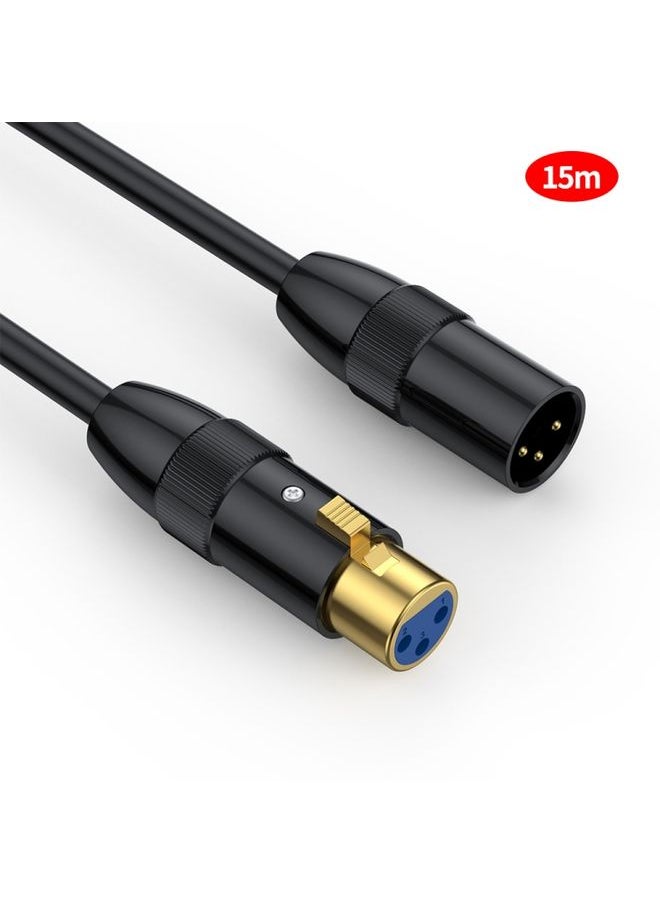 JUNSUNMAY XLR Male to Female Mic Cord 3 Pin Audio Cable Balanced Shielded Cable, Length:15m