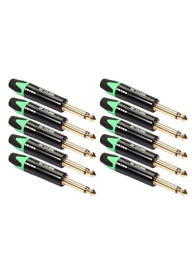 10 PCS TC202 6.35mm Gold-plated Mono Sound Welding Audio Adapter Plug(Green)