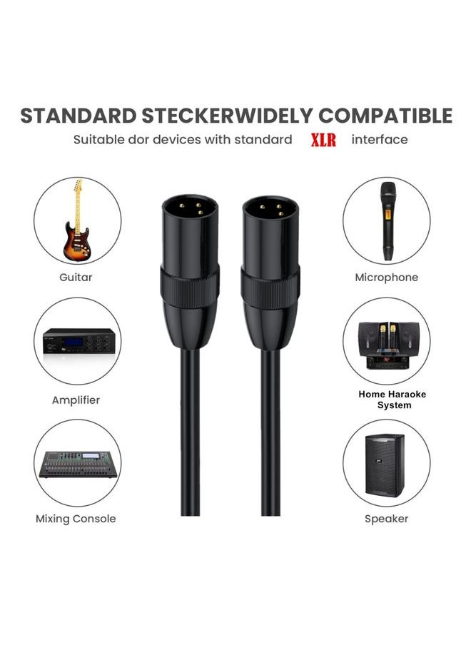 JUNSUNMAY XLR Male to Male Mic Cord 3 Pin Audio Cable Balanced Shielded Cable, Length:5m