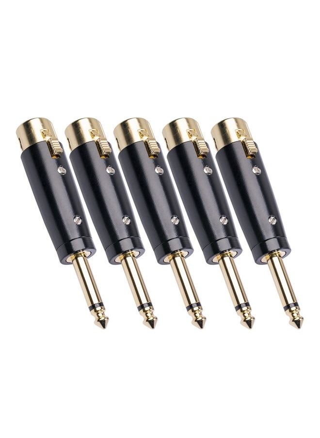 5 PCS LZ1167G 6.35mm Single Track Male Head to XRL Female Audio Adapter Plug (Black)