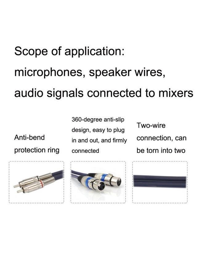 2RCA Male 2XLR Caron Female Speaker Audio Balance Cable, Length:10m