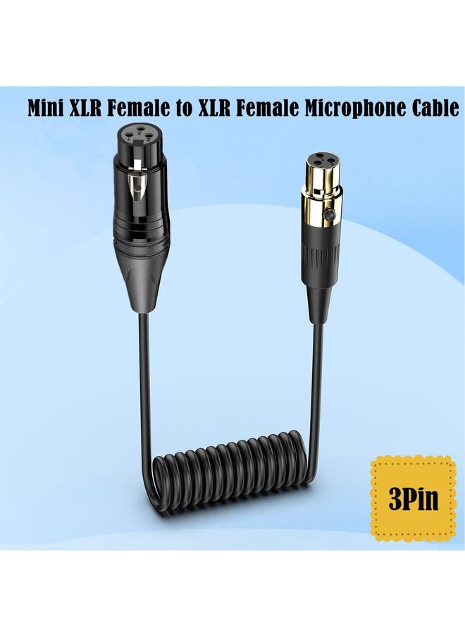 Mini XLR Female to XLR Female Audio Mixer Mini Microphone Coiled Audio Cable, Length: 0.5m(Black)