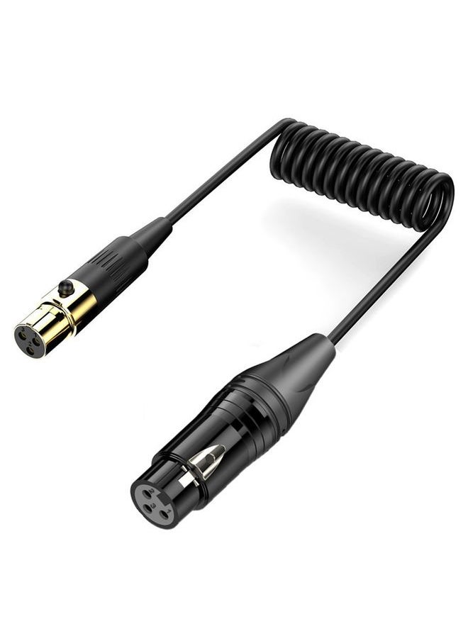 Mini XLR Female to XLR Female Audio Mixer Mini Microphone Coiled Audio Cable, Length: 0.5m(Black)