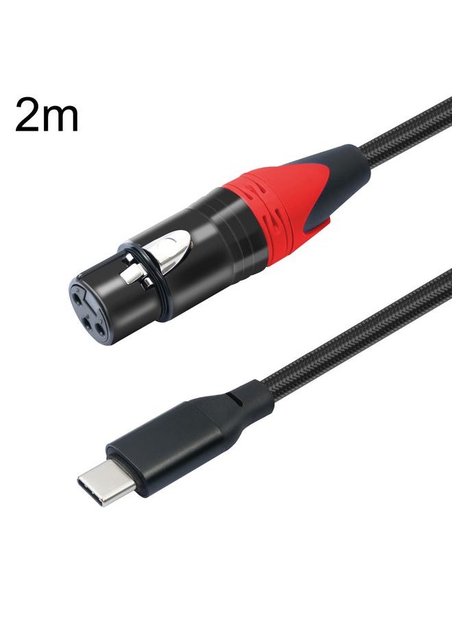 TY03RE Type-C Male to XLR Female Audio Cable for Dynamic Microphone, Length:2m(Black)