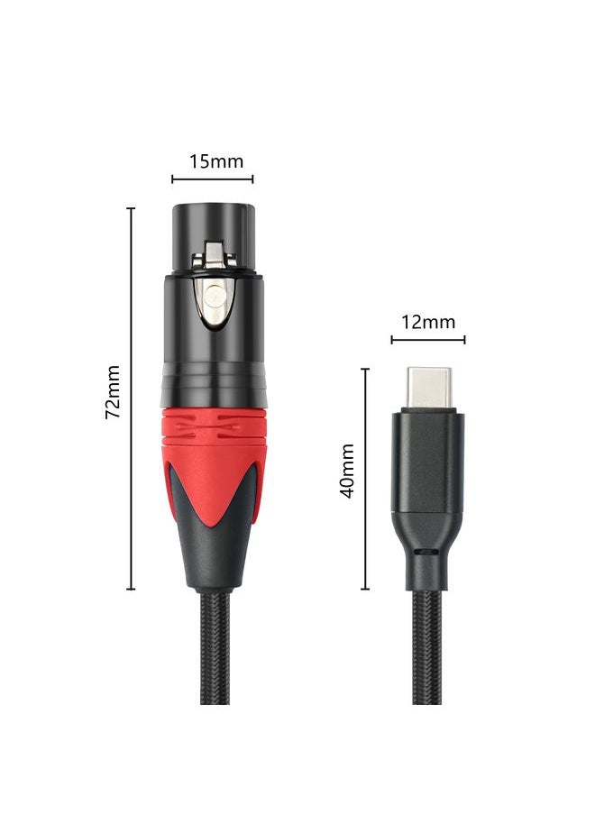 TY03RE Type-C Male to XLR Female Audio Cable for Dynamic Microphone, Length:2m(Black)