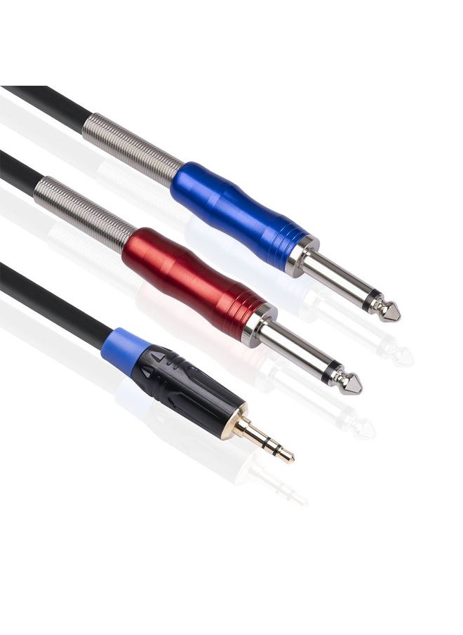 TC195BULS01-30 3.5mm Male to Dual 6.35mm Mono Male Audio Cable, Length:3m