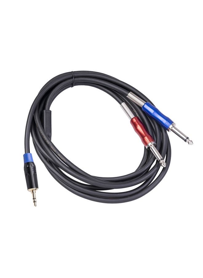 TC195BULS01-30 3.5mm Male to Dual 6.35mm Mono Male Audio Cable, Length:3m