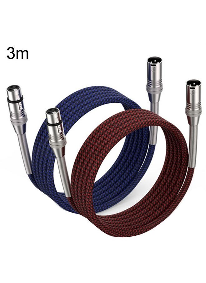 2pcs LHD010 Caron Male To Female XLR Dual Card Microphone Cable Audio Cable 3m(Red + Blue)