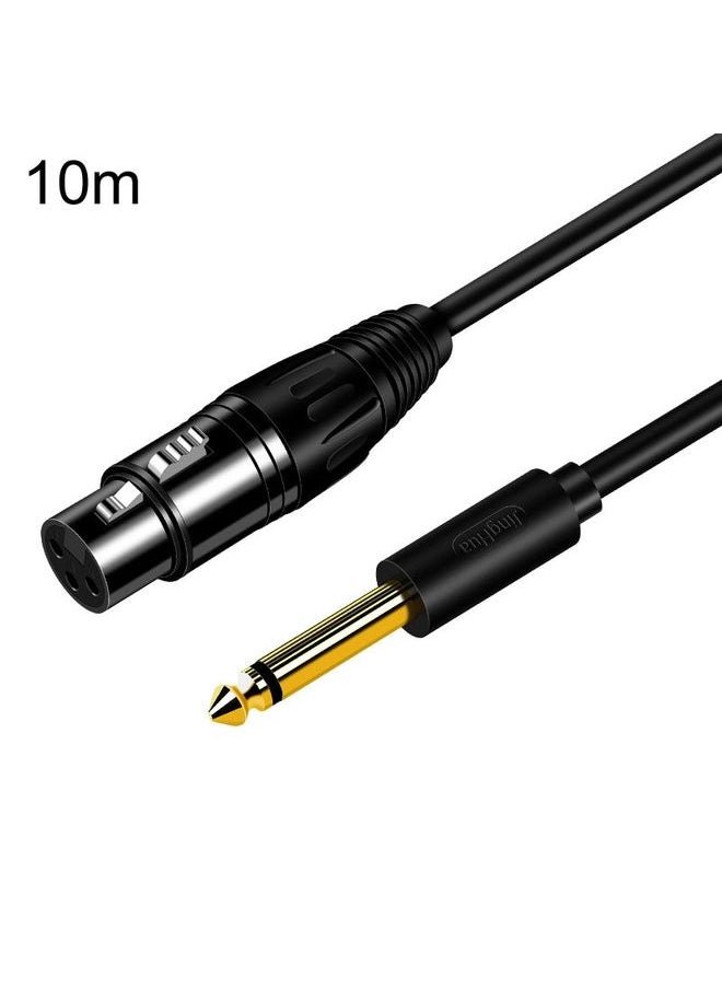 JINGHUA 6.5 Male To Female XLR Audio Cable 6.35 Three Core Balanced Microphone Mixer, Size: 10m(Black)