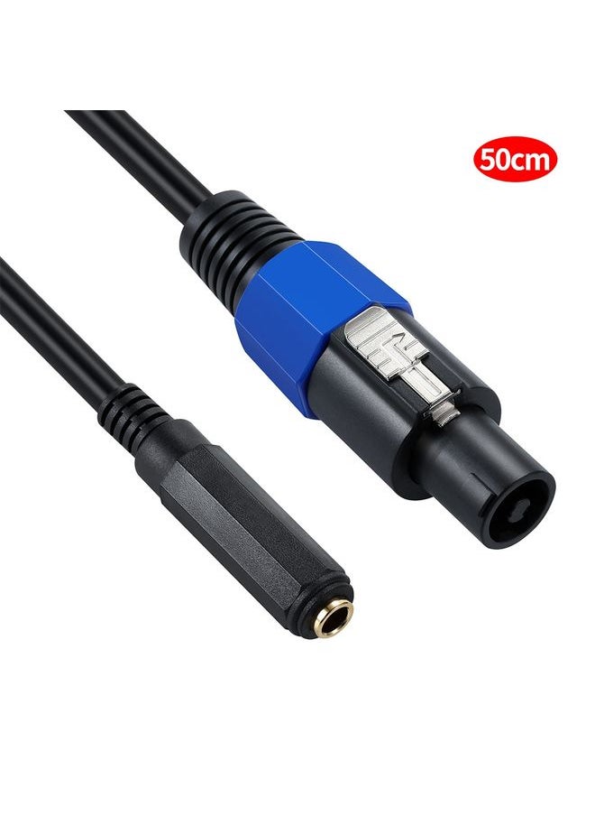 JUNSUNMAY Speakon Male to 6.35mm Female Audio Speaker Adapter Cable with Snap Lock, Length: 50cm