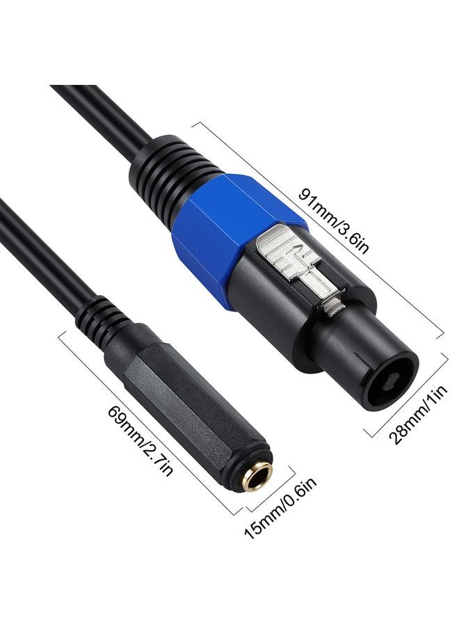 JUNSUNMAY Speakon Male to 6.35mm Female Audio Speaker Adapter Cable with Snap Lock, Length: 50cm