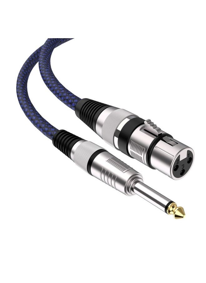 5m Blue and Black Net TRS 6.35mm Male To Caron Female Microphone XLR Balance Cable