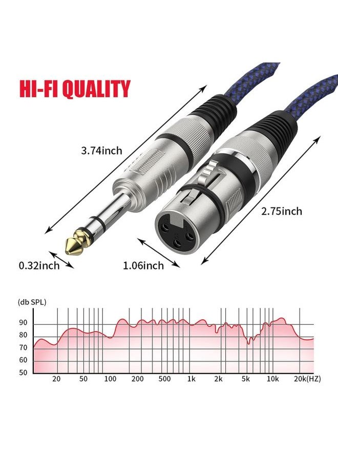 5m Blue and Black Net TRS 6.35mm Male To Caron Female Microphone XLR Balance Cable