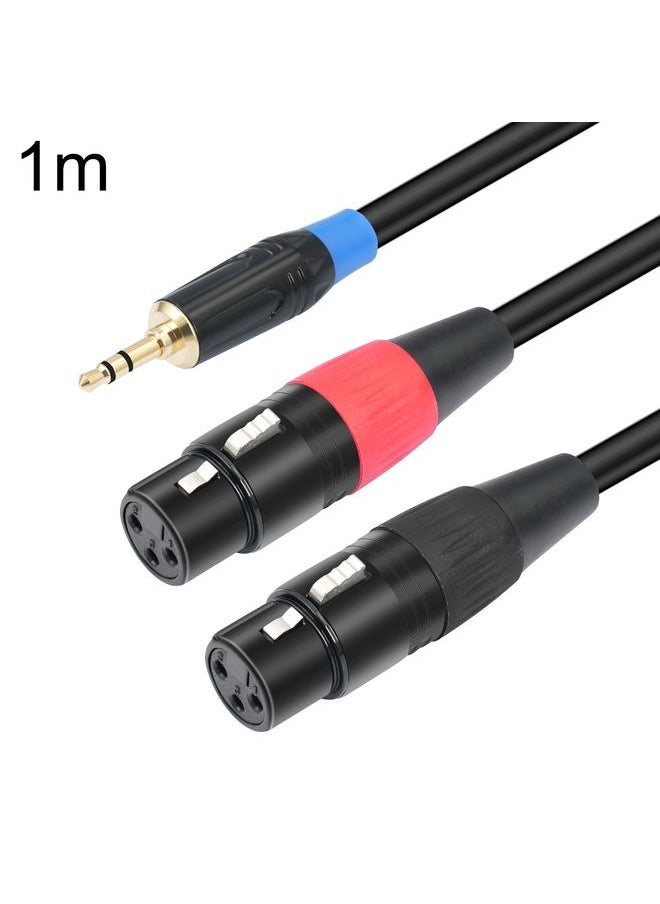 TC195BUXK107RE 3.5mm Male to Dual XLR 3pin Female Audio Cable, Length:1m(Black)