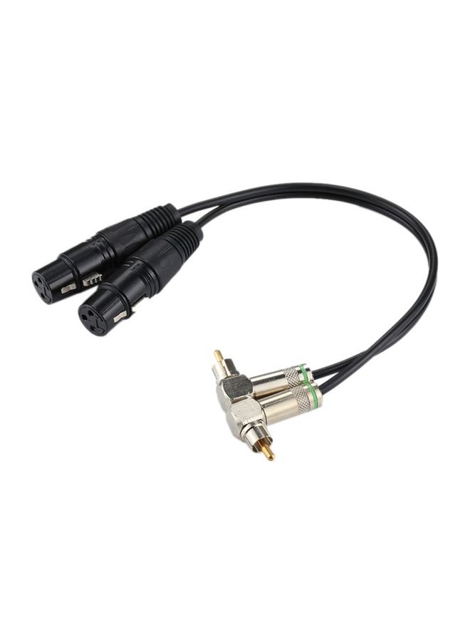 2 RCA Elbow Male to 2 x 3 Pin XLR CANNON Female Audio Connector Adapter Cable for Microphone / Audio Equipment, Total Length: about 34cm