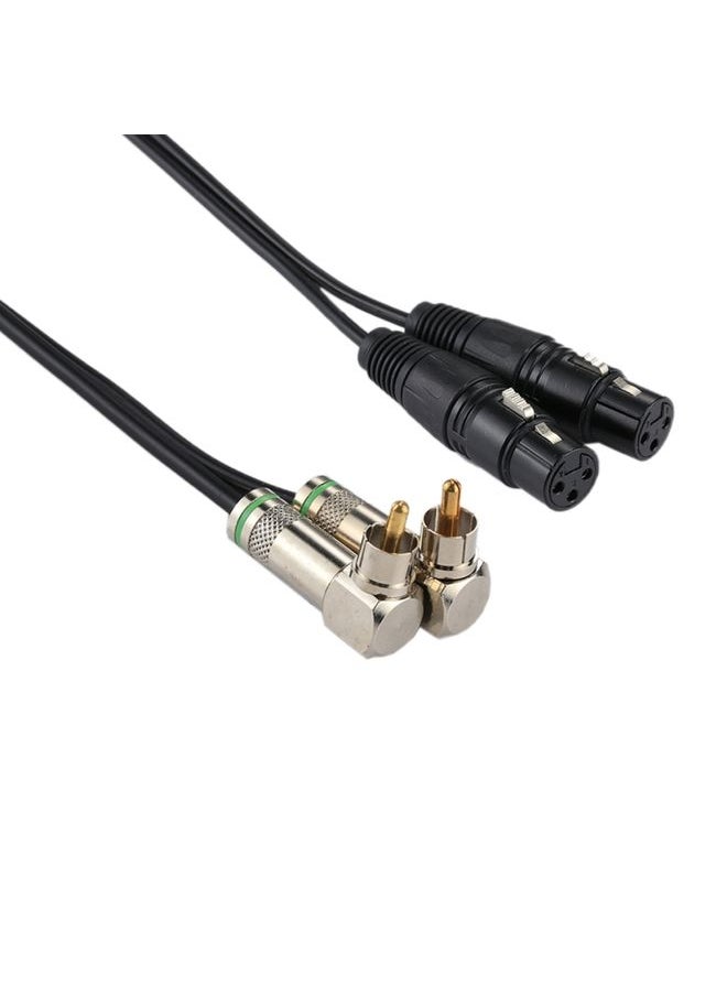 2 RCA Elbow Male to 2 x 3 Pin XLR CANNON Female Audio Connector Adapter Cable for Microphone / Audio Equipment, Total Length: about 34cm