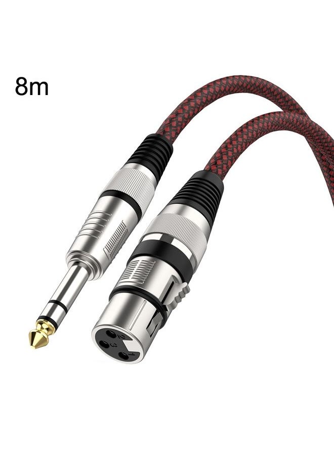 8m Red and Black Net TRS 6.35mm Male To Caron Female Microphone XLR Balance Cable