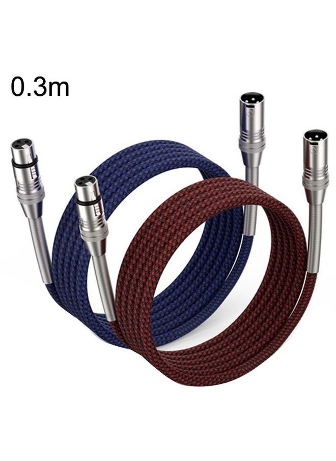 2pcs LHD010 Caron Male To Female XLR Dual Card Microphone Cable Audio Cable 0.3m(Red + Blue)