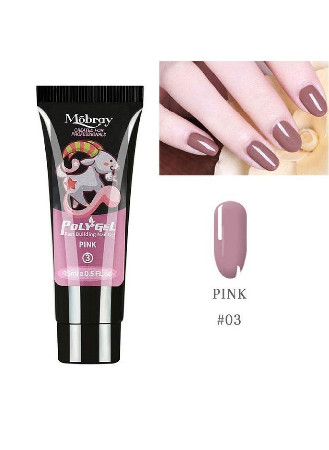 Poly Nail Gel Extend Builder Gel Finger Nail Extension Uv Led Acrylic Builder Gel (3 Pink_15Ml)