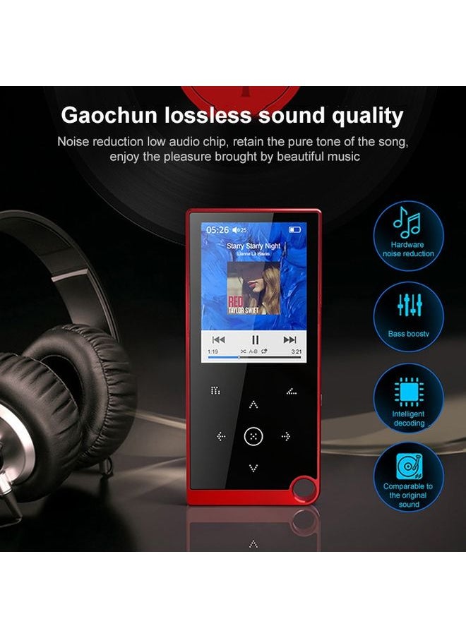 E05 2.4 inch Touch-Button MP4 / MP3 Lossless Music Player, Support E-Book / Alarm Clock / Timer Shutdown, Memory Capacity: 8GB without Bluetooth(Red)