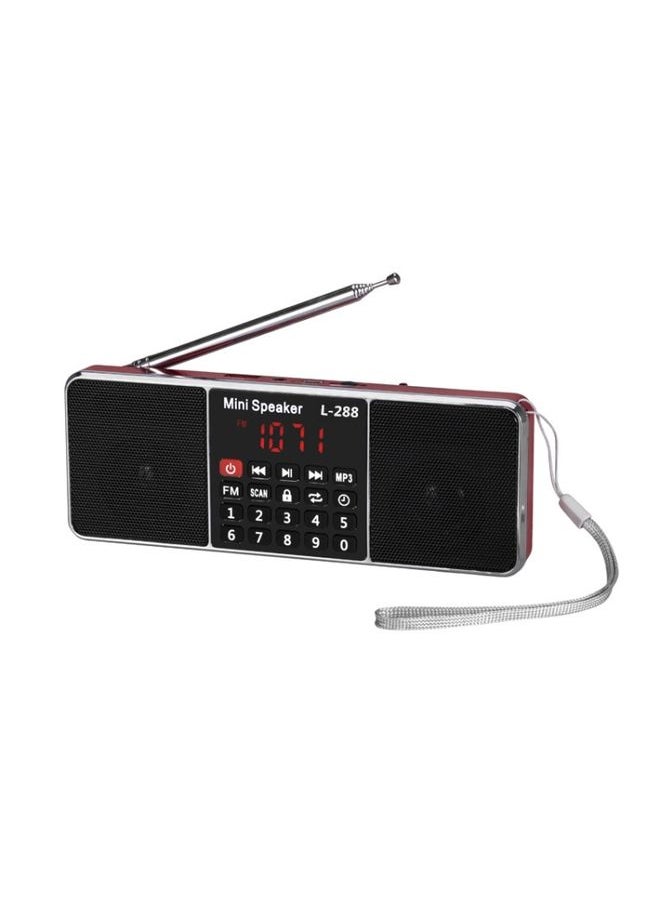 L-288FM Dual Speaker Radio MP3 Player Support TF Card/U Disk with LED Display(Red)