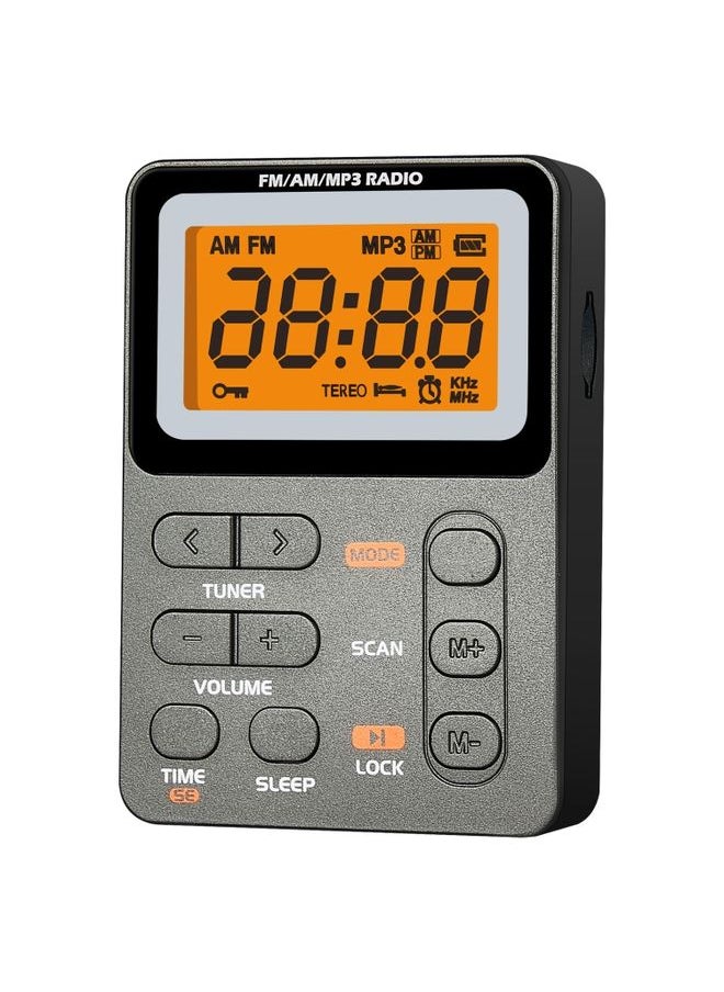 SH-01M Mini Portable Multifunctional Digital Display Two-Channel Radio, Size: EU Version(Silver Gray)