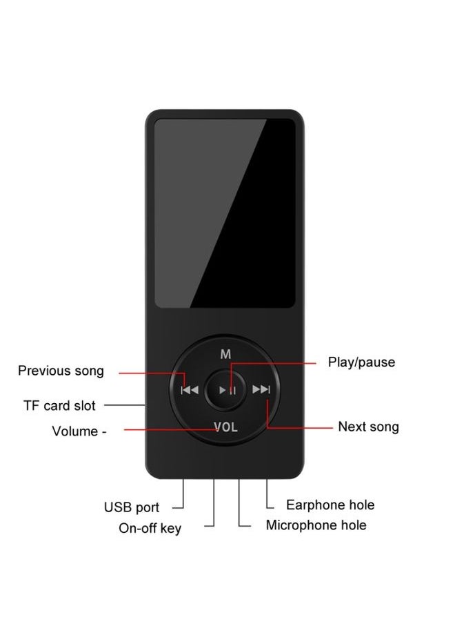 Bluetooth MP3/MP4 Student Walkman Music Player E-Book Playback With 8GB Memory Card