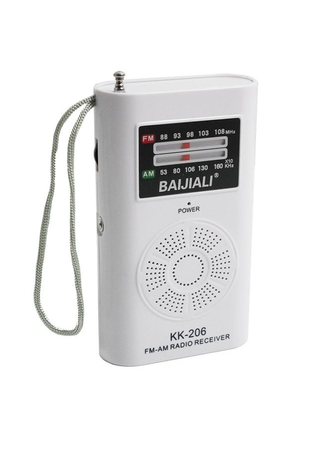 BAIJIALI KK-206 Mini Portable Radio Retro Pointer Multifunctional FM / AM Radio(White)