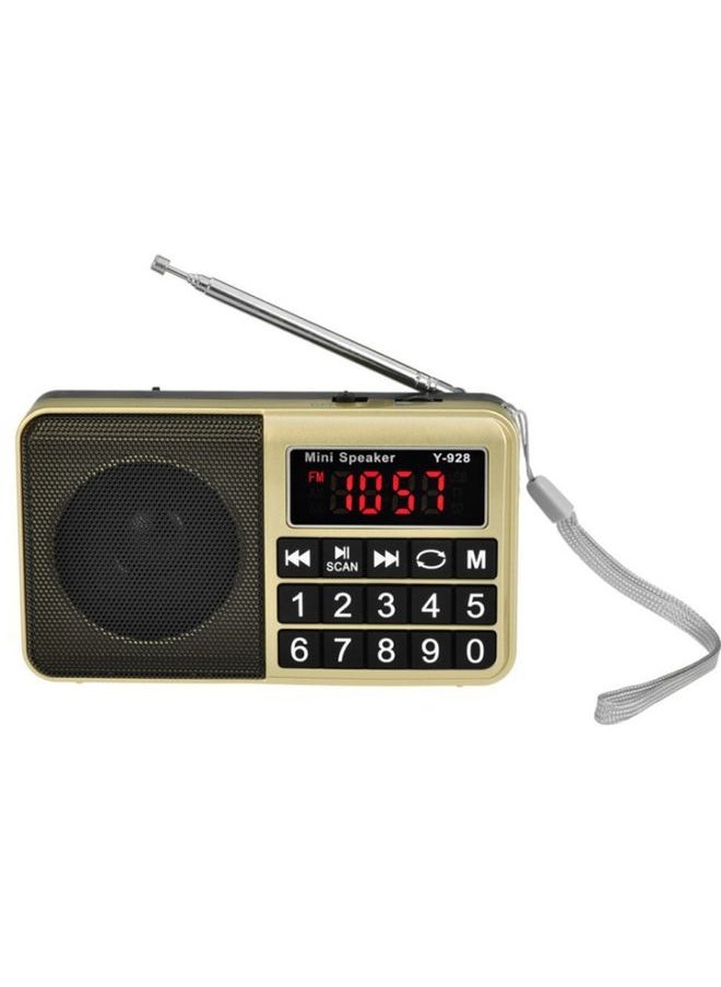 Y-928 FM Radio LED Display MP3 Support  TF Card U Disk(Gold)