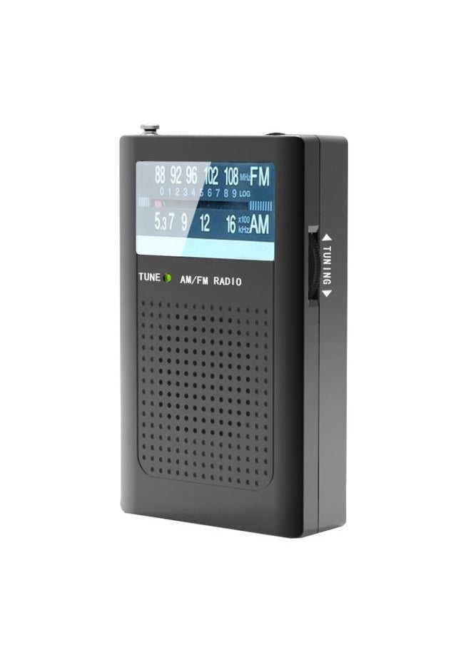 R06 Small FM/AM Pointer Frequency Adjustment Radios With Antenna Pocket Retro Radio(Black)