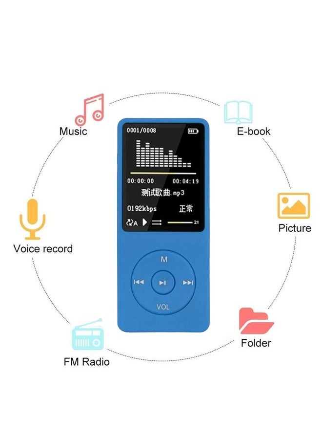 Fashion Portable LCD Screen FM Radio Video Games Movie MP3 MP4 Player Mini Walkman, Memory Capacity:4GB(Blue)