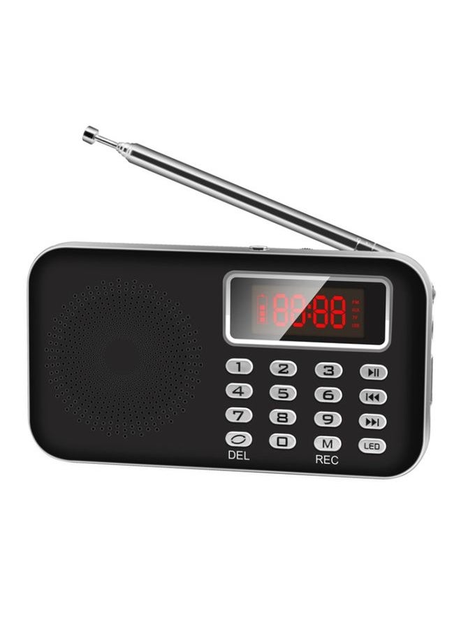 Y-619  FM/AM Mini Radio MP3 Rechargeable Music Player Support TF/SD Card with LED Display(Black)