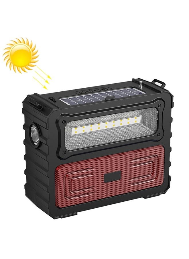 DV-690 Dual LED Light Solar Wireless Bluetooth Speaker Outdoor Camping FM Radio(Red)