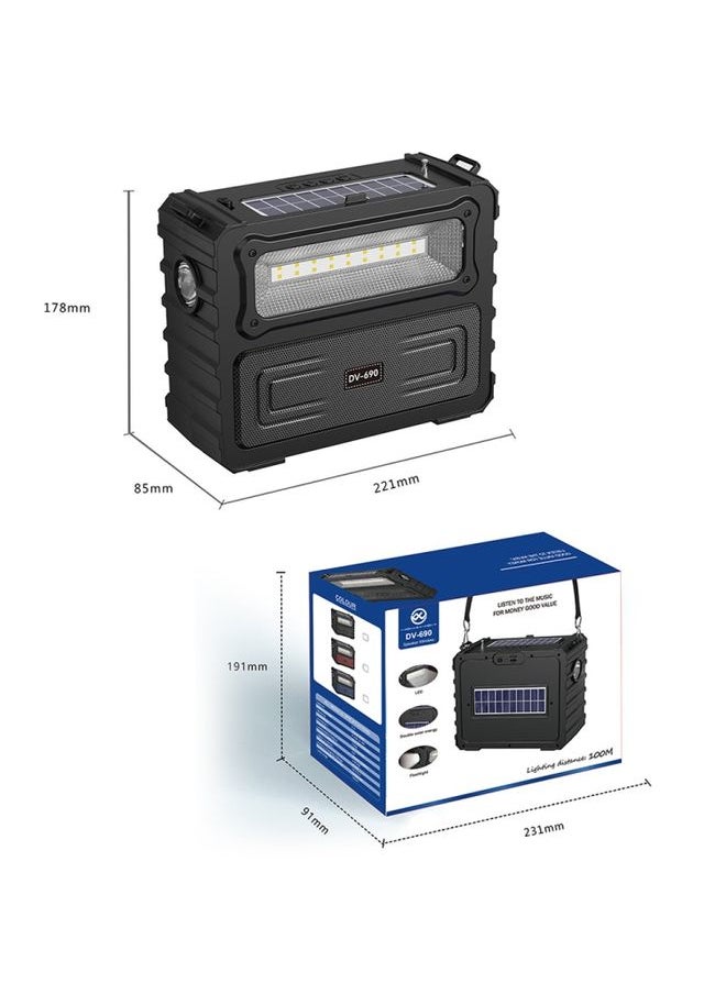 DV-690 Dual LED Light Solar Wireless Bluetooth Speaker Outdoor Camping FM Radio(Red)