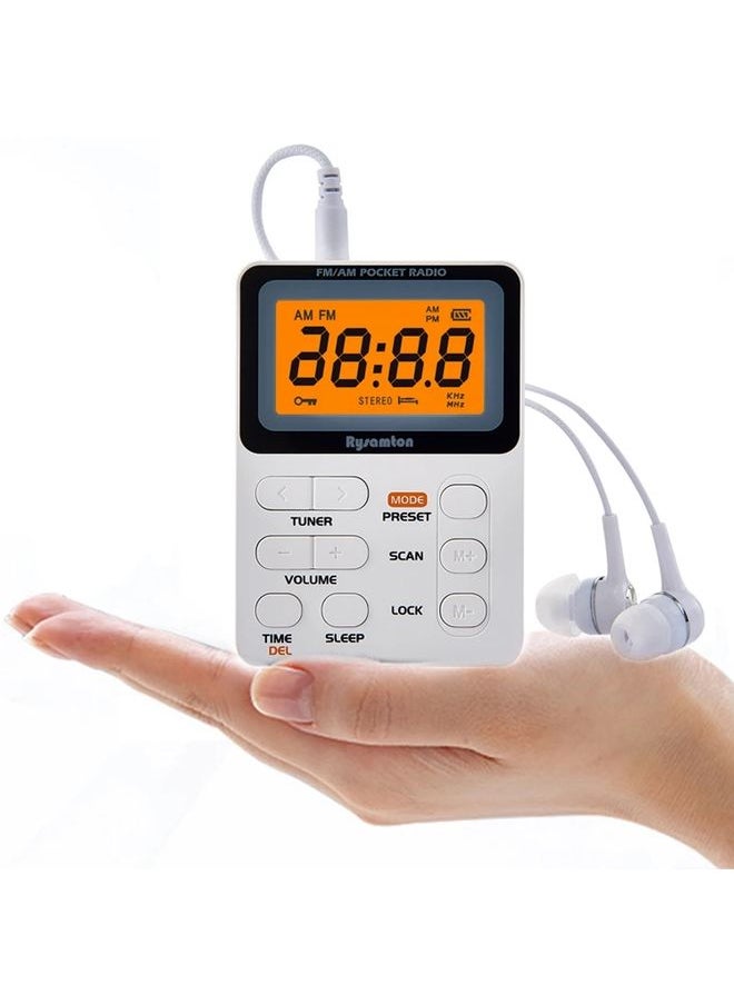 SH-01 LED Display Portable FM/AM Two-band Radio Special for Listening Tests, Style: US Version(White)