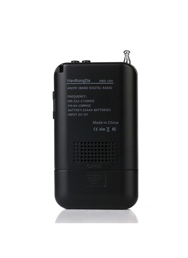 HRD-104 Mini Portable FM + AM Two Band Radio with Loudspeaker(Black)