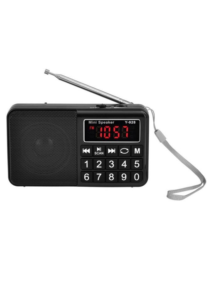 Y-928 FM Radio LED Display MP3 Support  TF Card U Disk(Black)